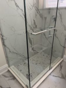 Finished glass shower