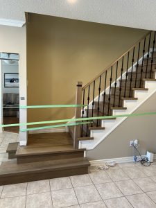 Brown hardwood staircase